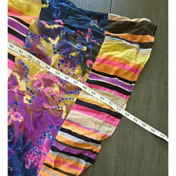 Cato Patchwork Tiered Maxi Dress Babydoll Size L Cotton Bohemian Spaghetti Strap - Picture 9 of 9